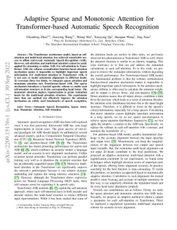 Adaptive Sparse and Monotonic Attention for Transformer-based Automatic
  Speech Recognition
