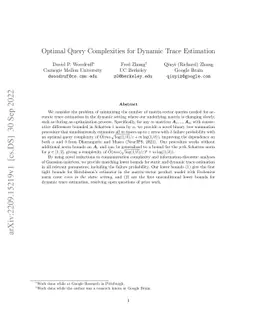 Optimal Query Complexities for Dynamic Trace Estimation