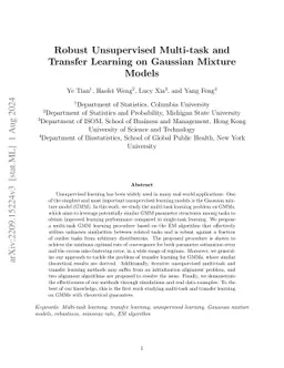 Robust Unsupervised Multi-task and Transfer Learning on Gaussian Mixture Models