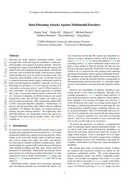 Data Poisoning Attacks Against Multimodal Encoders