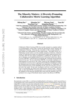 The Minority Matters: A Diversity-Promoting Collaborative Metric
  Learning Algorithm