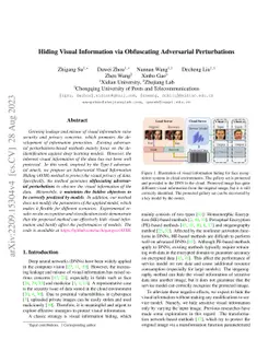 Hiding Visual Information via Obfuscating Adversarial Perturbations