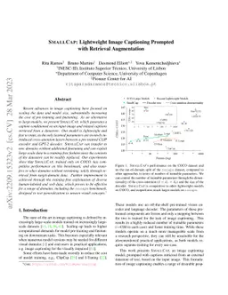 SmallCap: Lightweight Image Captioning Prompted with Retrieval
  Augmentation