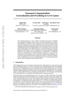 Emergent Communication: Generalization and Overfitting in Lewis Games