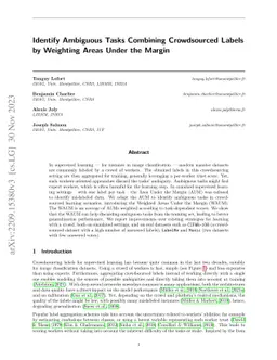 Identify ambiguous tasks combining crowdsourced labels by weighting
  Areas Under the Margin