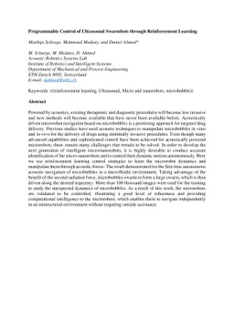 Programmable Control of Ultrasound Swarmbots through Reinforcement
  Learning