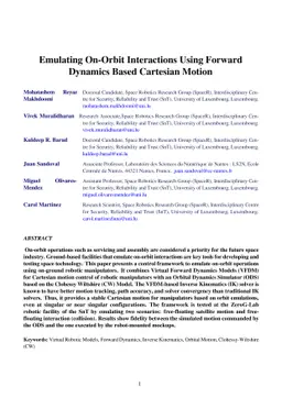 Emulating On-Orbit Interactions Using Forward Dynamics Based Cartesian
  Motion