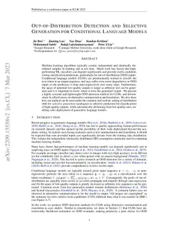 Out-of-Distribution Detection and Selective Generation for Conditional
  Language Models