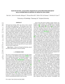 Match to Win: Analysing Sequences Lengths for Efficient Self-supervised
  Learning in Speech and Audio