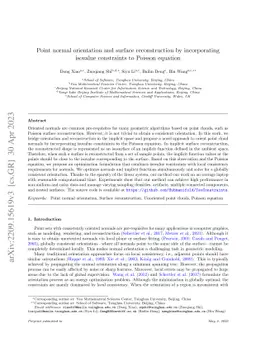 Point normal orientation and surface reconstruction by incorporating
  isovalue constraints to Poisson equation