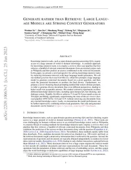 Generate rather than Retrieve: Large Language Models are Strong Context
  Generators