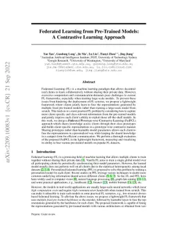 Federated Learning from Pre-Trained Models: A Contrastive Learning
  Approach