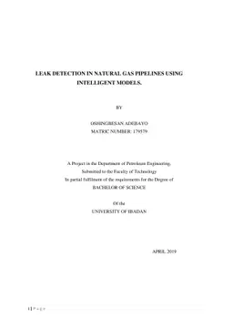 Leak Detection in Natural Gas Pipeline Using Machine Learning Models