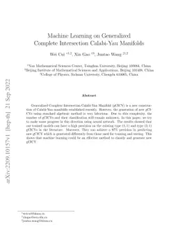 Machine Learning on generalized Complete Intersection Calabi-Yau
  Manifolds