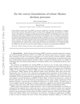 On the convex formulations of robust Markov decision processes