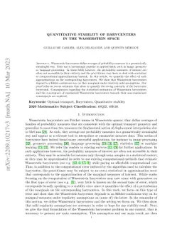Quantitative Stability of Barycenters in the Wasserstein Space