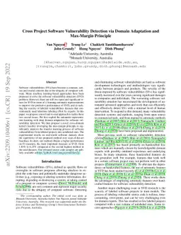 Cross Project Software Vulnerability Detection via Domain Adaptation and
  Max-Margin Principle