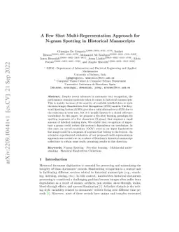 A Few Shot Multi-Representation Approach for N-gram Spotting in
  Historical Manuscripts