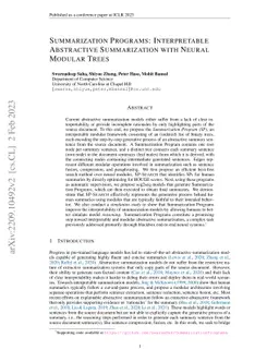 Summarization Programs: Interpretable Abstractive Summarization with
  Neural Modular Trees