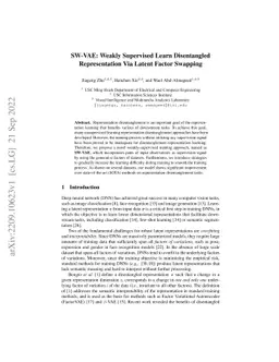 SW-VAE: Weakly Supervised Learn Disentangled Representation Via Latent
  Factor Swapping
