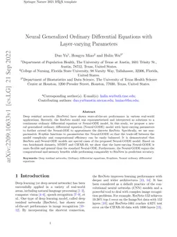 Neural Generalized Ordinary Differential Equations with Layer-varying
  Parameters