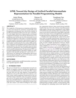 UPIR: Toward the Design of Unified Parallel Intermediate Representation
  for Parallel Programming Models
