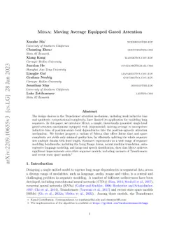 Mega: Moving Average Equipped Gated Attention