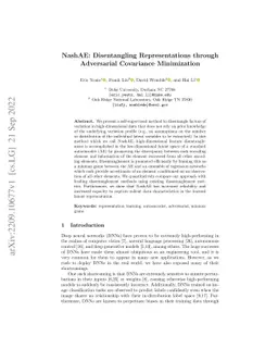 NashAE: Disentangling Representations through Adversarial Covariance
  Minimization
