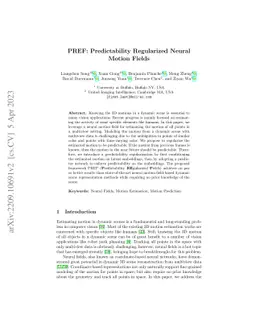 PREF: Predictability Regularized Neural Motion Fields