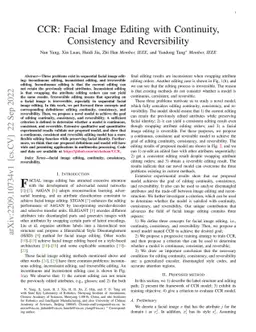 CCR: Facial Image Editing with Continuity, Consistency and Reversibility