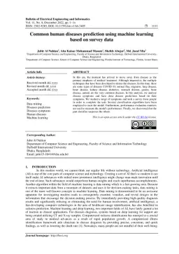 Common human diseases prediction using machine learning based on survey
  data