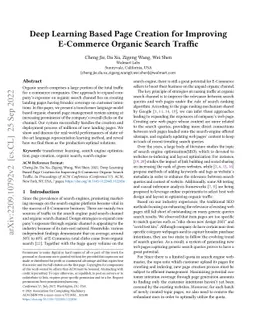 Deep Learning Based Page Creation for Improving E-Commerce Organic
  Search Traffic