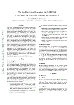 The SpeakIn System Description for CNSRC2022