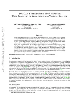 You Can't Hide Behind Your Headset: User Profiling in Augmented and
  Virtual Reality