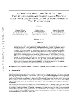 An Attention Matrix for Every Decision: Faithfulness-based Arbitration
  Among Multiple Attention-Based Interpretations of Transformers in Text
  Classification