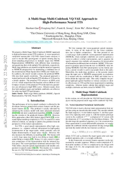 A Multi-Stage Multi-Codebook VQ-VAE Approach to High-Performance Neural
  TTS