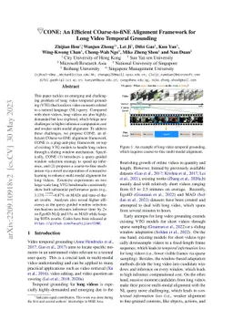 CONE: An Efficient COarse-to-fiNE Alignment Framework for Long Video
  Temporal Grounding