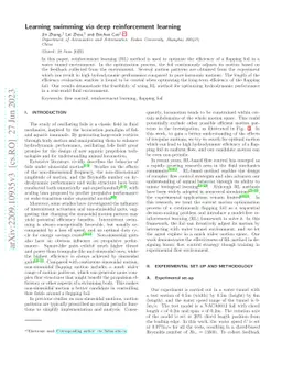 Learning swimming via deep reinforcement learning