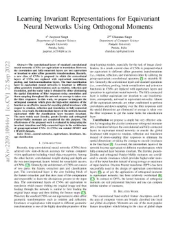 Learning Invariant Representations for Equivariant Neural Networks Using
  Orthogonal Moments