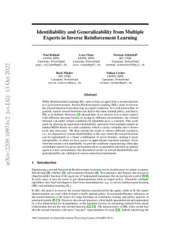 Identifiability and generalizability from multiple experts in Inverse
  Reinforcement Learning