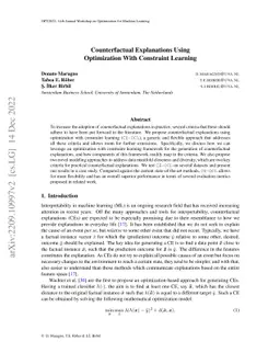Counterfactual Explanations Using Optimization With Constraint Learning