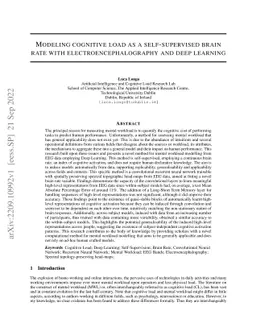 Modeling cognitive load as a self-supervised brain rate with
  electroencephalography and deep learning