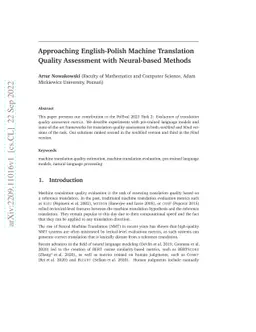 Approaching English-Polish Machine Translation Quality Assessment with
  Neural-based Methods