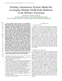 Teaching Autonomous Systems Hands-On: Leveraging Modular Small-Scale
  Hardware in the Robotics Classroom