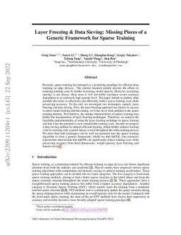 Layer Freezing & Data Sieving: Missing Pieces of a Generic Framework for
  Sparse Training