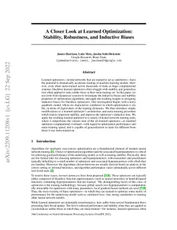A Closer Look at Learned Optimization: Stability, Robustness, and
  Inductive Biases