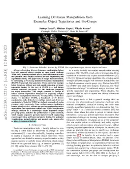 Learning Dexterous Manipulation from Exemplar Object Trajectories and
  Pre-Grasps