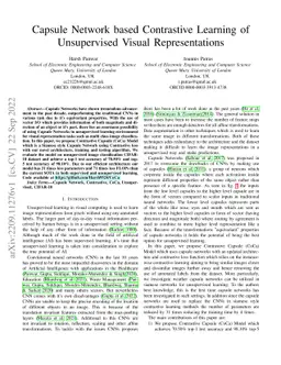 Capsule Network based Contrastive Learning of Unsupervised Visual
  Representations