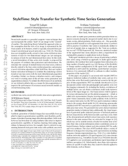 StyleTime: Style Transfer for Synthetic Time Series Generation