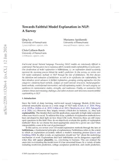 Towards Faithful Model Explanation in NLP: A Survey